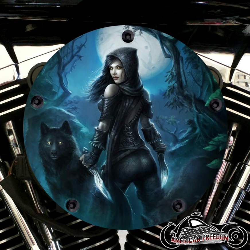 Harley Davidson High Flow Air Cleaner Cover - Wild Wolf Girl